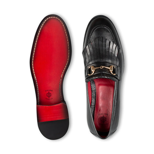 Men Solid Leather Formal Buckled Loafer