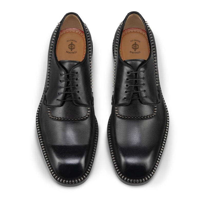 Men Studded Leather Lace-Up Oxford Shoes