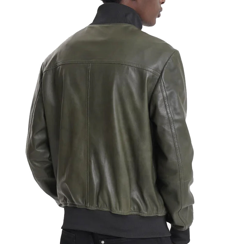 High Collar Olive Green Jacket