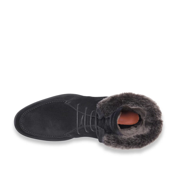 Men Suede Leather Ankle Boots With Fur Trim