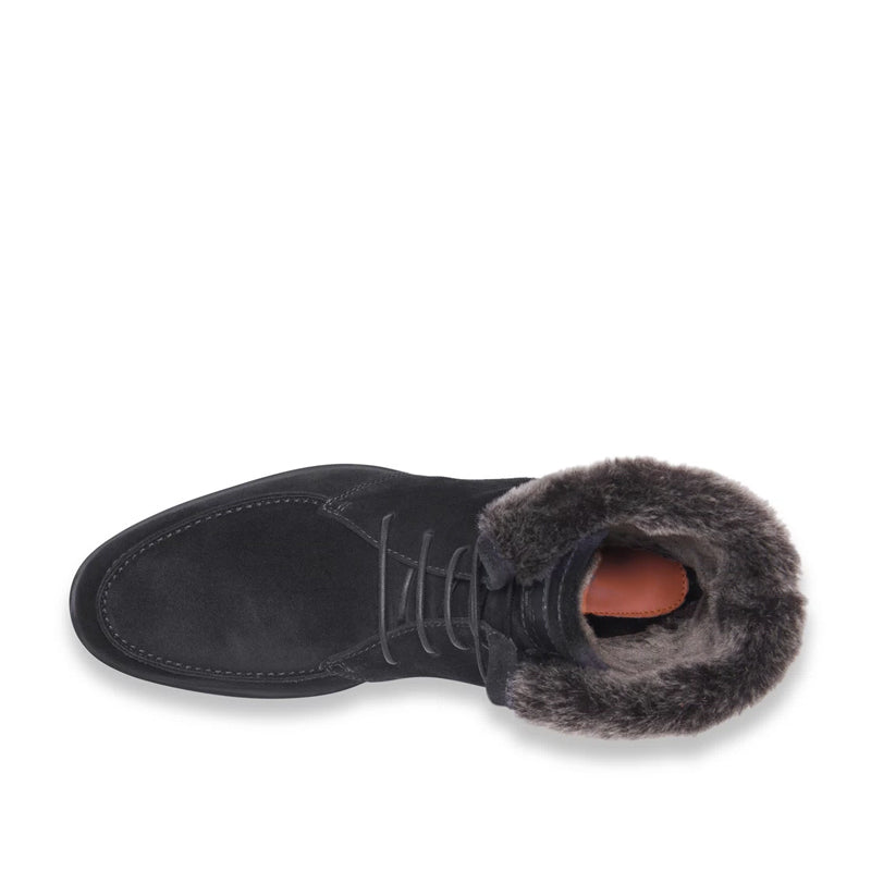 Men Suede Leather Ankle Boots With Fur Trim