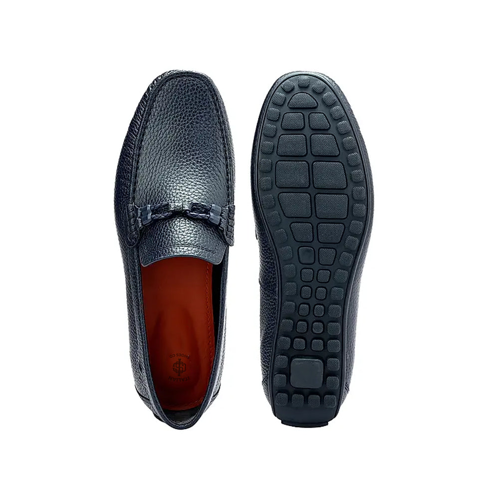 Men Textured Leather Driving Loafers