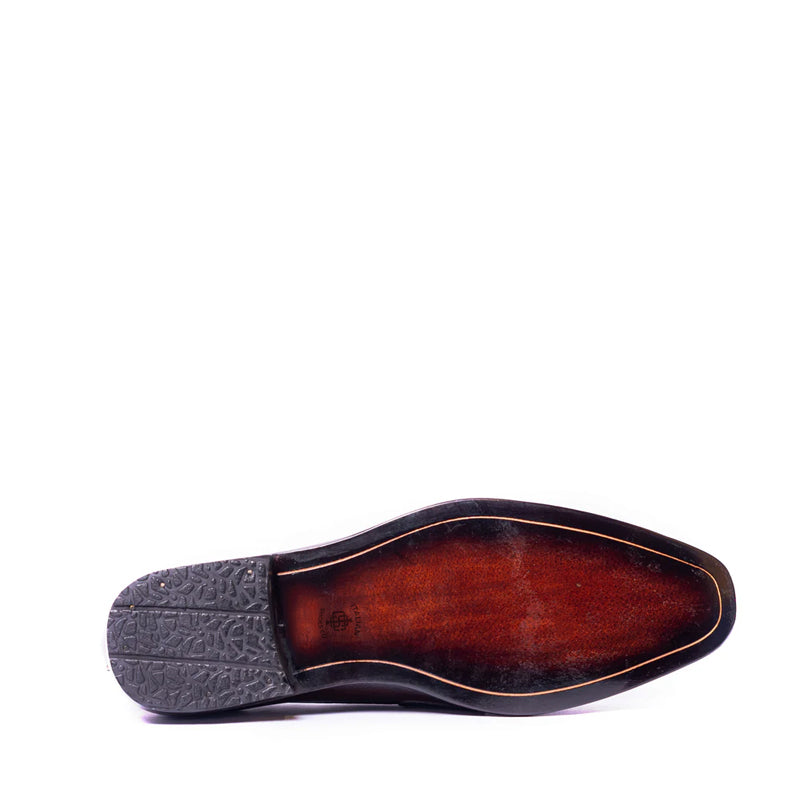 Polished Shiny Leather Horsebit Buckled Brown Loafer