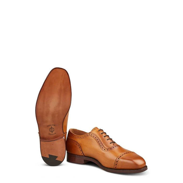 Classic Premium Leather Captoe Oxford Shoe Tan