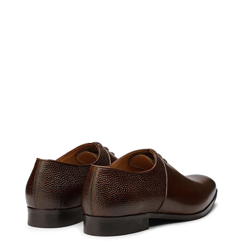 Double Textured Luxury Leather Oxford Shoe Brown