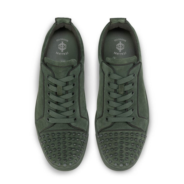 Men Suede Spike Studded Lace Up Sneaker