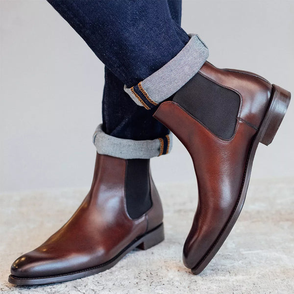 Polished Shiny Leather Chelsea Boot For Men