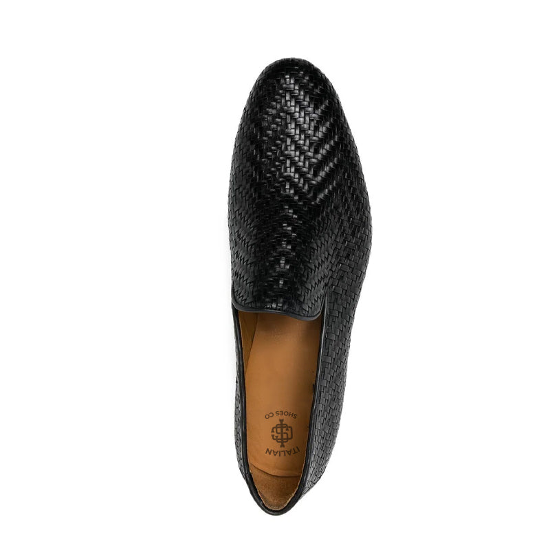 Handmade Woven Solid Leather Loafers