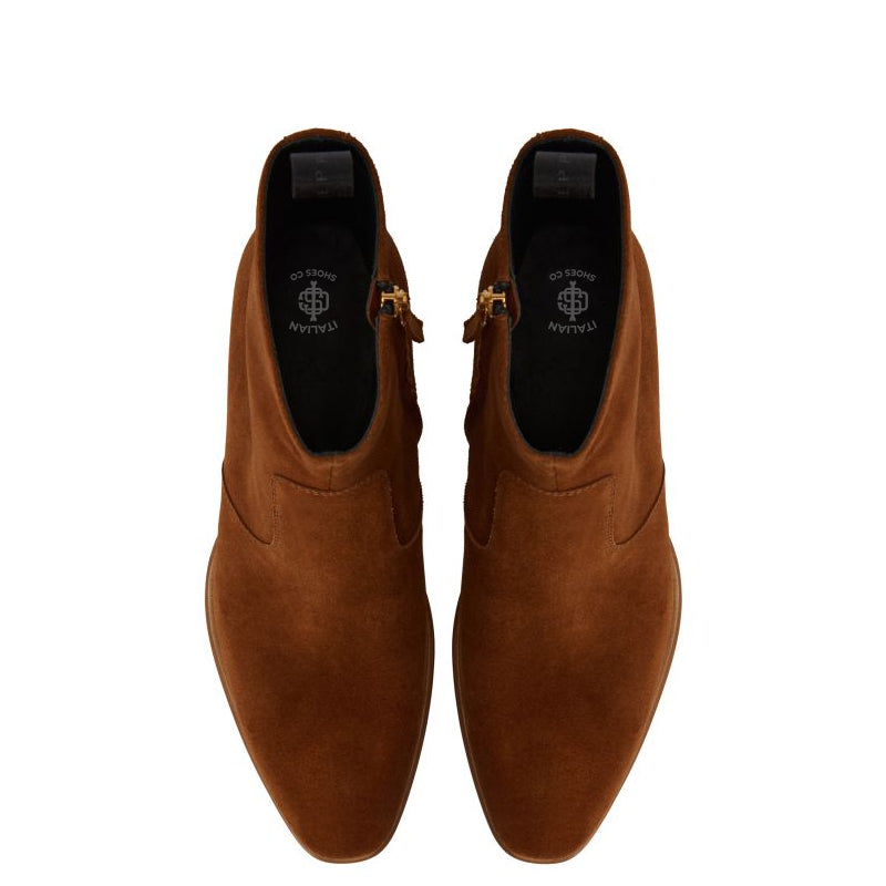 Handmade Suede Leather Side Zipper Ankle Boot