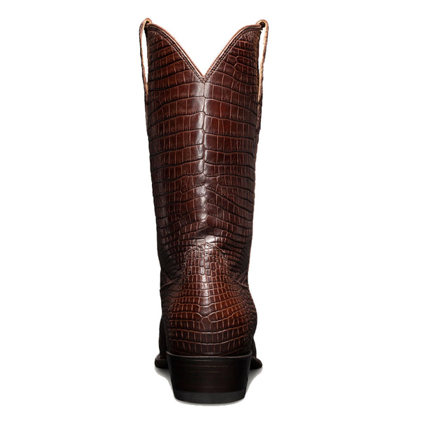 Coffee Crocodile Slip On Zipper Western Cowboy Boot Coffee