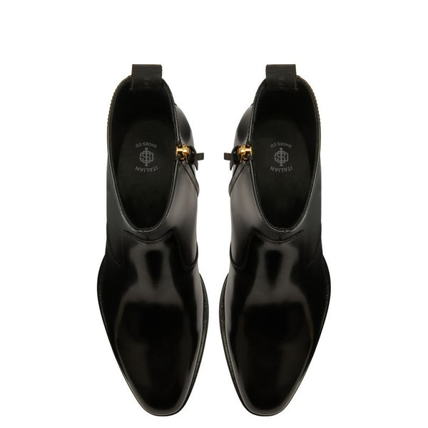 Patent Leather Cuban Side Zip Ankle Boots