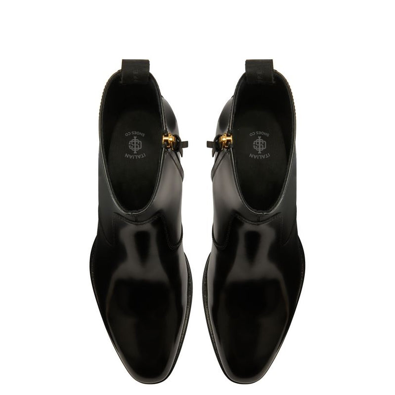 Patent Leather Cuban Side Zip Ankle Boots
