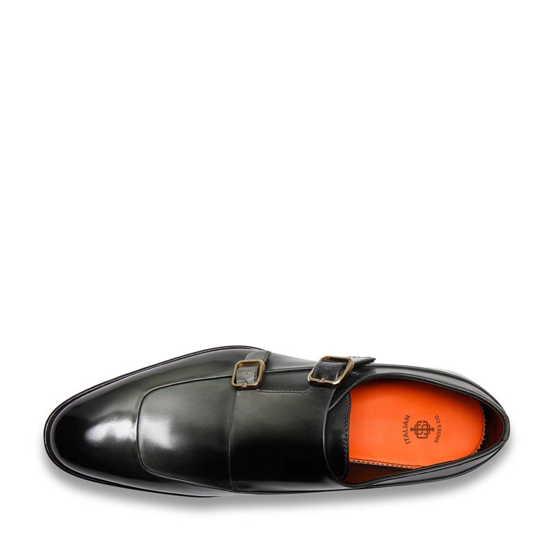 Men Cap-Toe Double Monk Leather Shoe