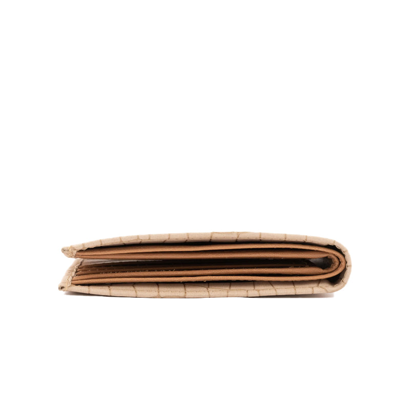 Croc Leather Bifold Peach Wallet