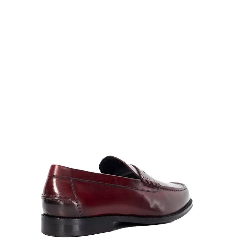 Leather Penny Trim Black Loafer For Men