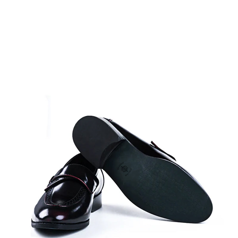 Men Classic Patent Shiny Leather Burgundy Loafer