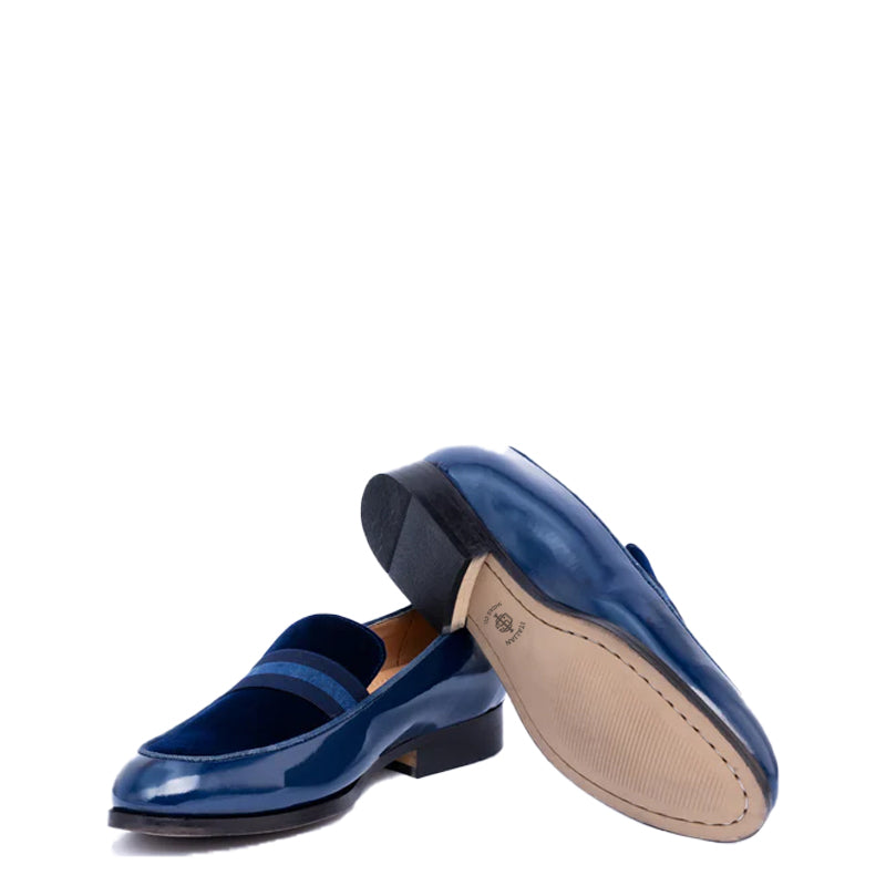 Upper Suede Patent Shiny Leather Black Loafer