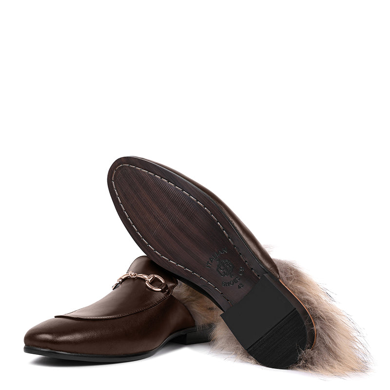 Premium Leather Mule With Fur