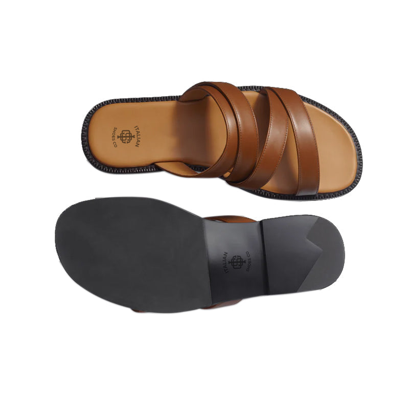 Leather Solid Double Strap Comfort Sandals