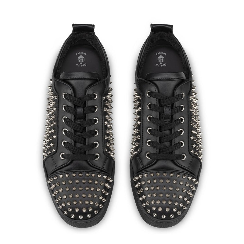 Men Casual Slip On Leather Black Sneaker