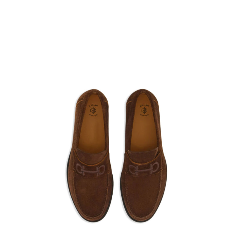 Black Fort Ricamo Suede Loafers for Men