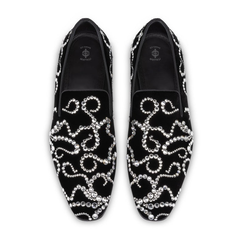 Flower Pattern Suede Slip-On Loafers