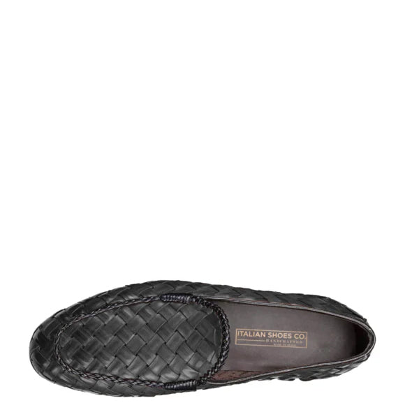 Black Weaved Leather Loafer