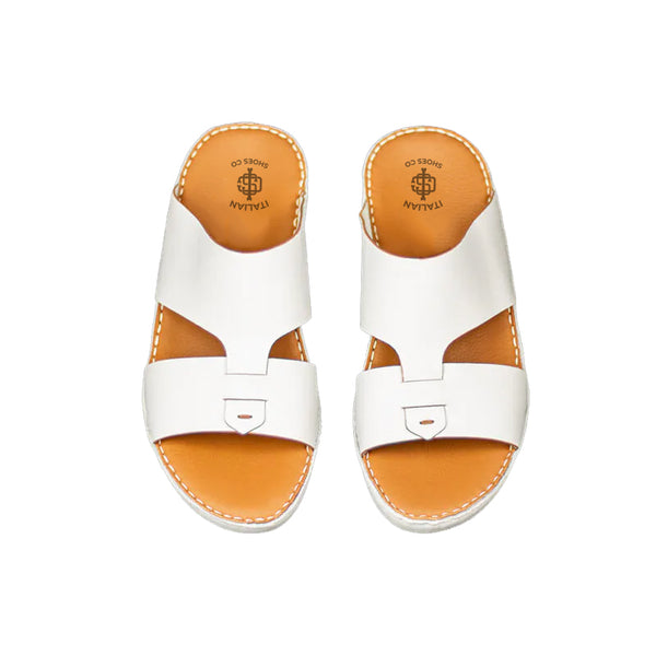 Leather Stich Comfort Arabic Sandal - White