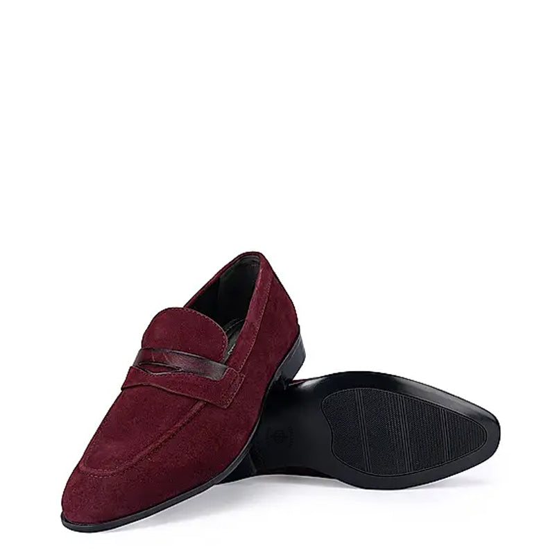 Classic Blue Suede Leather Penny Moccasins Loafer