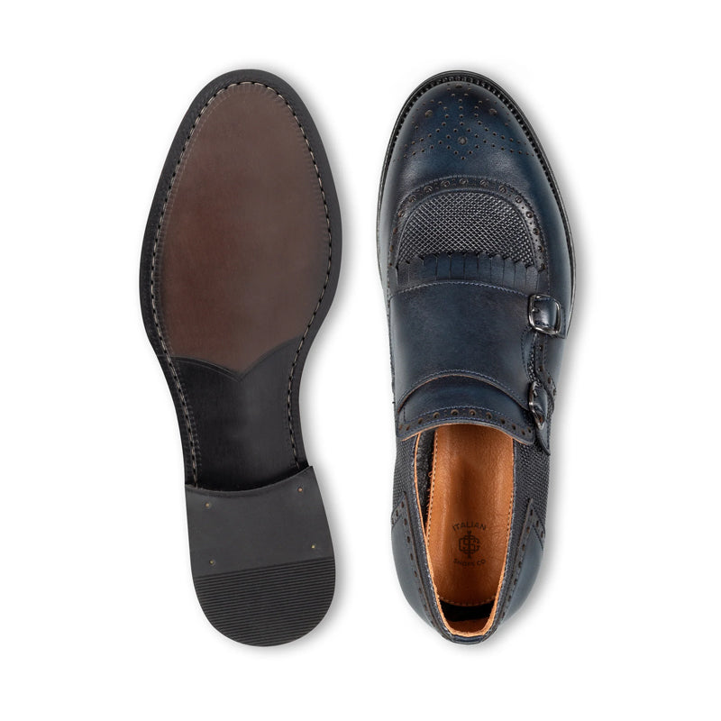 Luxury Design Leather Stylish Double Monk Shoe Black
