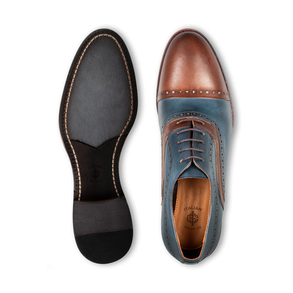 Classic Handpainted Cap Toe Leather Oxford Shoe