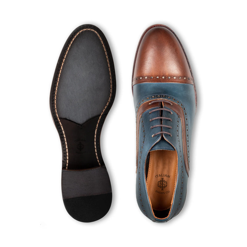 Classic Handpainted Cap Toe Leather Oxford Shoe