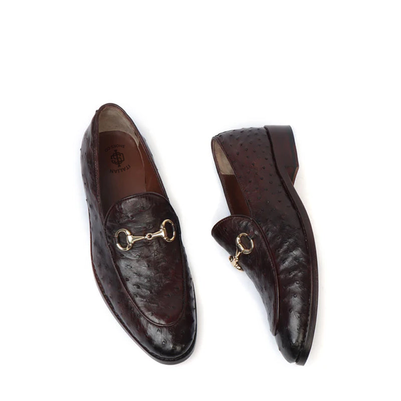Leather Dot Pattern Horsbit Gold Buckled Loafers