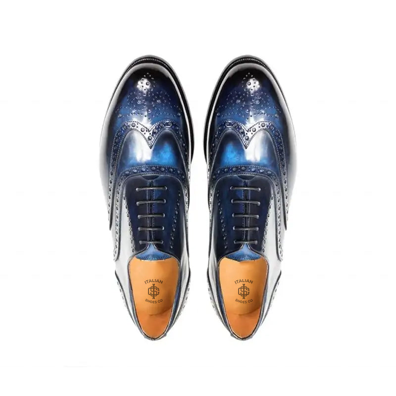 Wingtip Shiny Leather Oxford Tan Brown Shoe