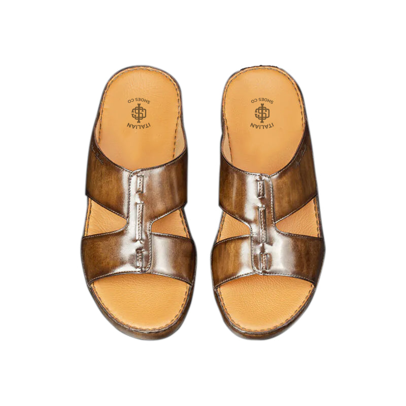 Luxury Slip On Solid Leather Arabic Sandal