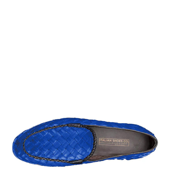 Blue Weaved Leather Loafer