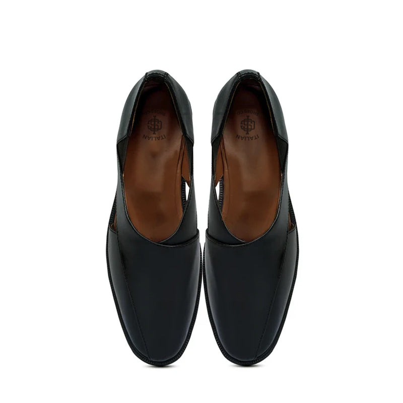 Cross Strap Slip On Leather Peshawari Sandal