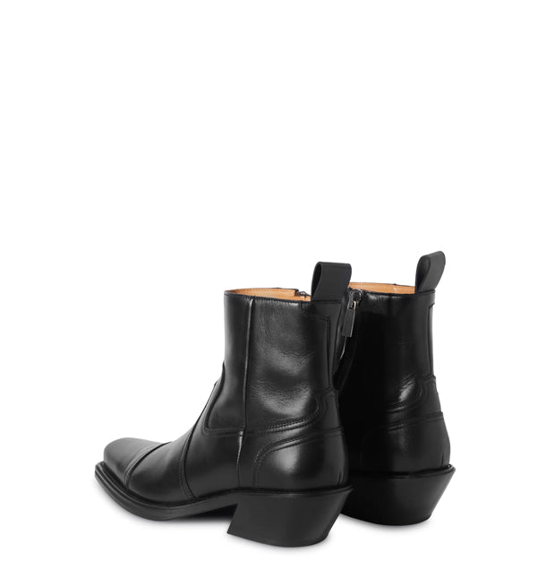 Men Leather High Side Zipper Ankle Boot