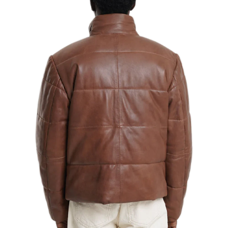 Leather Puffer Jacket For Men