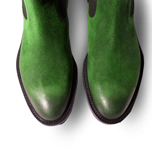 Classic Chelsea Olive Coloured Suede Leather Boots