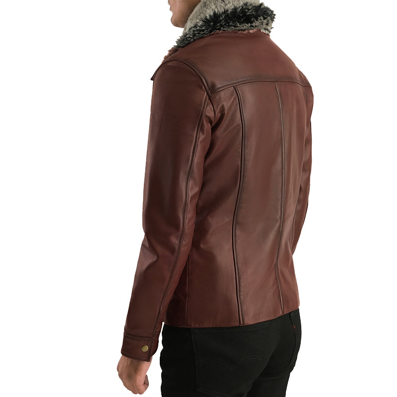 Evan Hart Fur Leather Jacket For Men