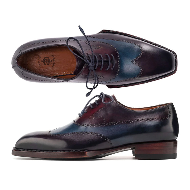 Men Solid Leather Wingtip Oxford Shoes