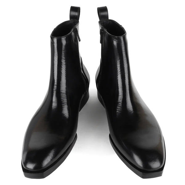 Men Handmade Leather Side Zip Boots