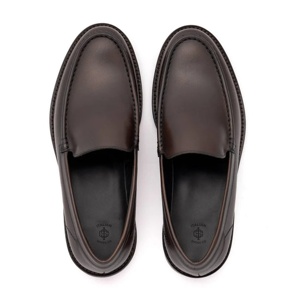 Round Toe Slip On Leather Loafer