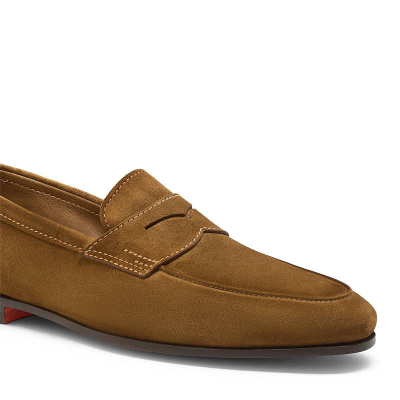 Men’s Brown Suede Penny Loafers – Classic Slip-On