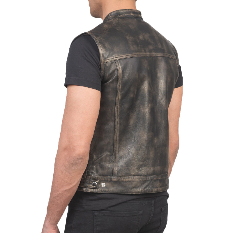 Atlas Moto Leather Vest For Men