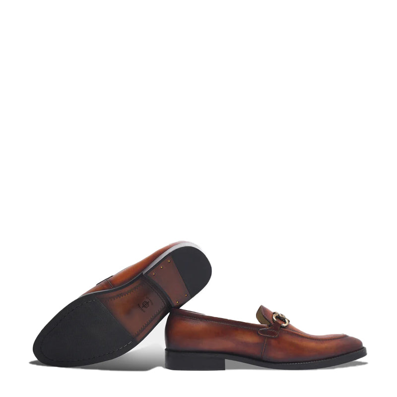Classic Handmade Horse Bit Buckled Leather Loafers