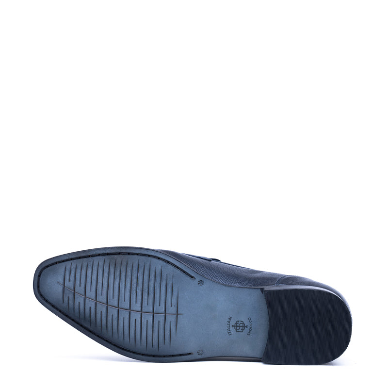 Men Solid Slip On Trim Leather Loafer Black