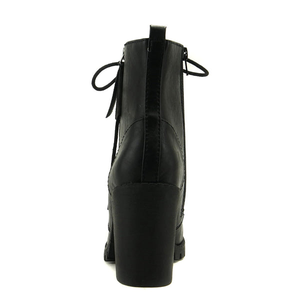 Urban Lace-Up Ankle Boots - Black