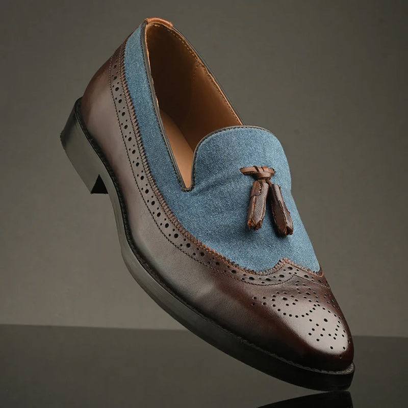 Upper Suede Wingtip Leather Tassel Loafer